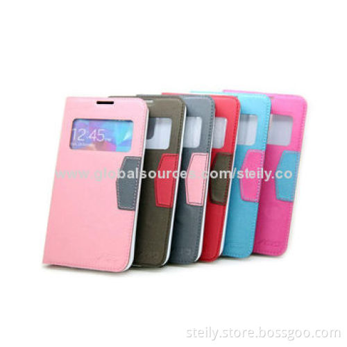 Commercial style window plug-in card leather mobile phone case for Samsung Galaxy S5
